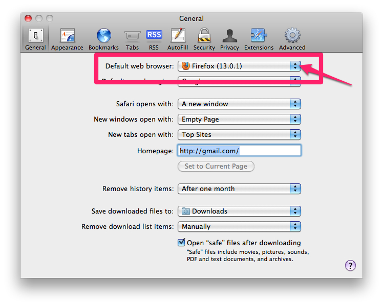 change default web on chrome for mac